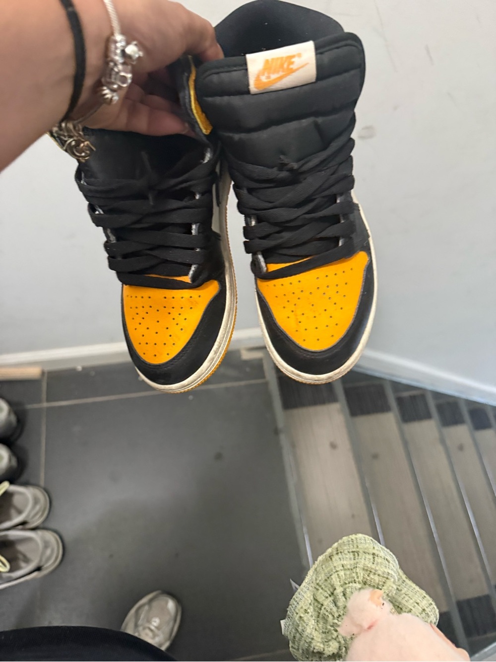 Nike Men’s Black and Yellow High-Top Sneakers